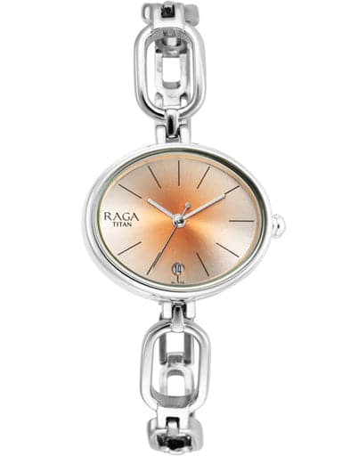 Titan Raga Viva Silver Dial Silver Brass Strap Watch Np2667Sm01