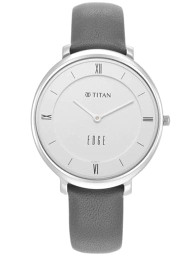 Titan Ladies Edge Black Dial Black Leather Strap Watch 2655Sl01