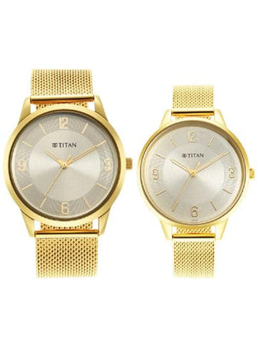 TITAN Titan Bandhan Champagne Dial Golden Stainless Steel Strap Watch 18062648YM01 - Kamal Watch Company