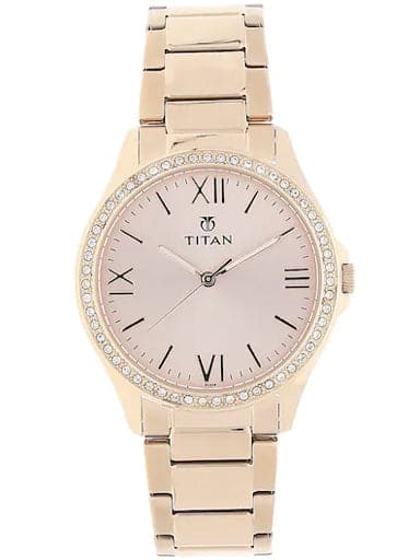 Titan Rose Gold Dial Rose Gold Stainless Steel Strap Women's Watch NN9955WM01 - Kamal Watch Company