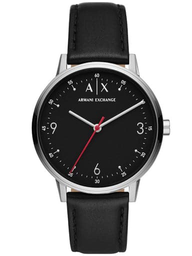 Armani Exchange Three-Hand Black Leather Watch Ax2739I