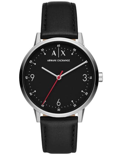 Armani Exchange Three-Hand Black Leather Watch AX2739I - Kamal Watch Company
