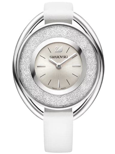 Swarovski Crystalline Oval Watch Leather Strap, White, Silver Tone 5158548