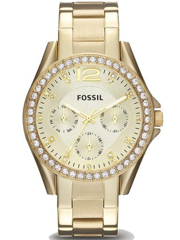 FOSSIL Riley Multifunction Gold-Tone Stainless Steel Watch ES3203I - Kamal Watch Company