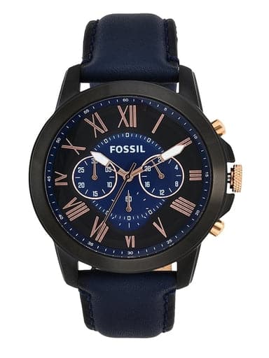 Fossil Grant Chronograph Navy Leather Watch FS5061I - Kamal Watch Company