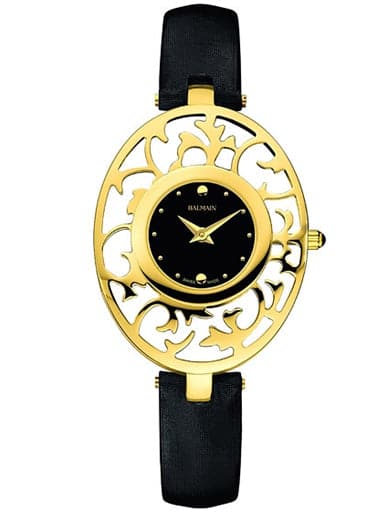 BALMAIAN Аrabesques Black Dial Gold Plated Ladies Watch B3070.32.63 - Kamal Watch Company