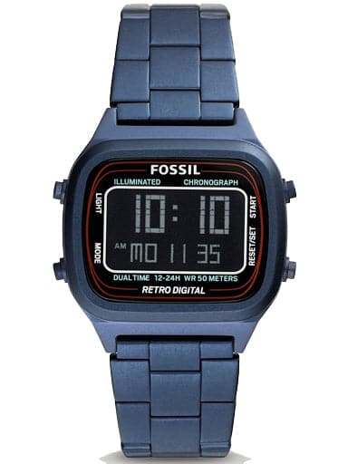 FOSSIL Retro Digital Blue Stainless Steel Watch FS5896 - Kamal Watch Company