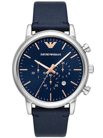 Emporio Armani Chronograph Blue Leather Watch AR11451 - Kamal Watch Company