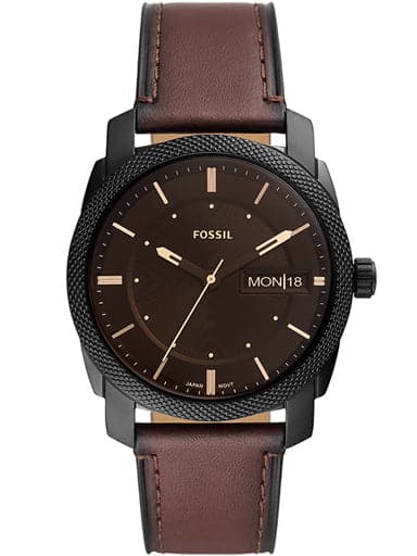 FOSSIL Machine Three-Hand Date Brown Leather Watch FS5901 - Kamal Watch Company