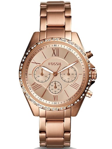 FOSSIL Modern Courier Chronograph Rose-Gold-Tone Stainless Steel Watch BQ3377I - Kamal Watch Company