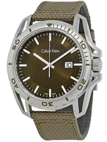 CALVIN KLEIN EARTH LEATHER FABRIC GREEN K5Y31XWL - Kamal Watch Company