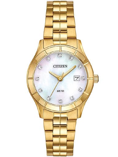 Citizen Quartz Mother Of Pearl Dial Gold Stainless Steel Eu6042-57D