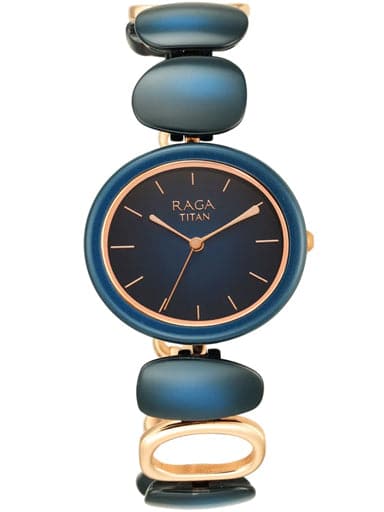 Titan Raga Blue Dial Metal Strap Watch 95146Kd01