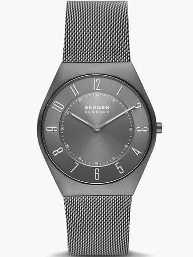 Skagen Grenen Ultra Slim Two-Hand Charcoal Stainless Steel Mesh Watch Skw6824I