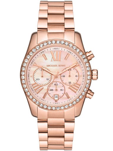 Michael Kors Lexington Lux Chronograph Rose Gold-Tone Stainless Steel Watch Mk7242I