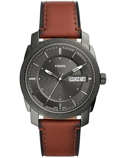 FOSSIL Machine Three-Hand Date Brown Leather Watch FS5900 - Kamal Watch Company