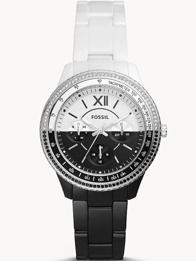 Fossil Stella Multifunction Black And White Ceramic Watch Ce1118