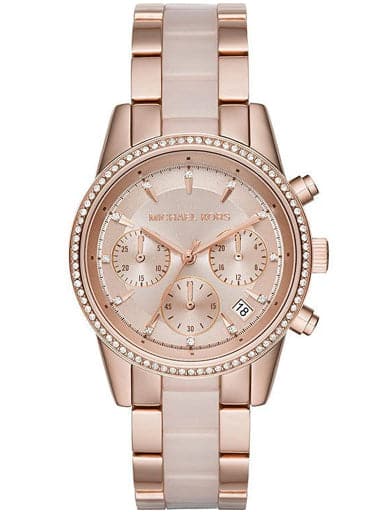 Michael Kors Women'S Ritz Chronograph Rose Gold-Tone Steel Watch Mk6307