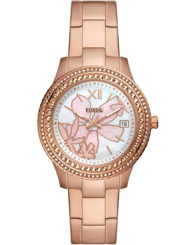 FOSSIL Stella Three-Hand Date Rose Gold-Tone Stainless Steel Watch ES5192 - Kamal Watch Company