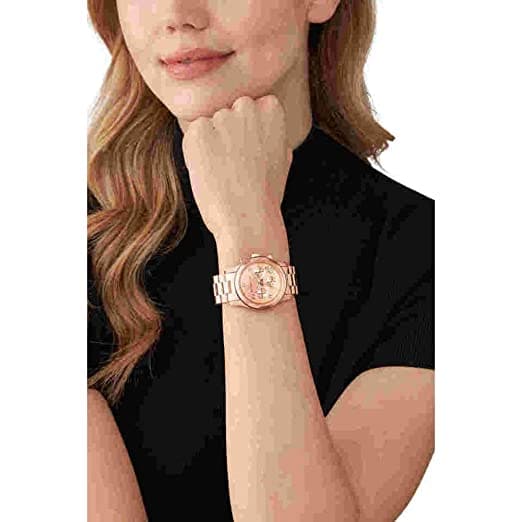 Michael Kors Runway 38 mm Rose Gold Dial Stainless Steel Chronograph Watch for Women - MK7324I - Kamal Watch Company