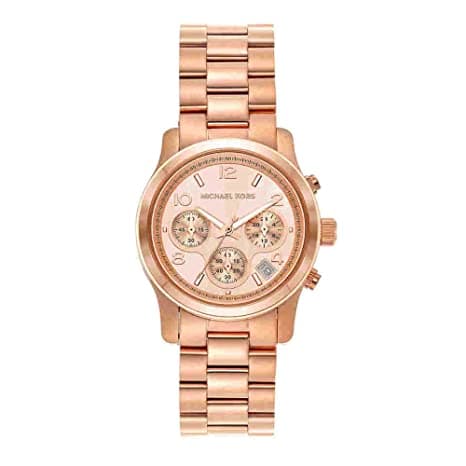 Michael Kors Runway 38 Mm Rose Gold Dial Stainless Steel Chronograph Watch For Women - Mk7324I