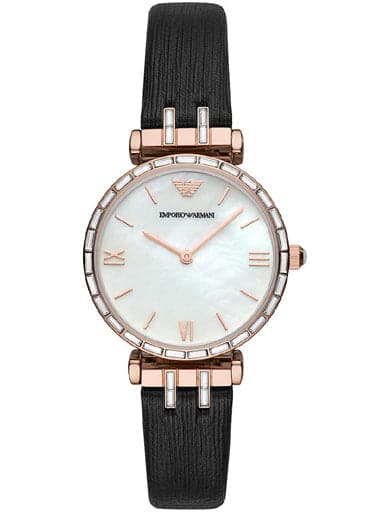 Emporio Armani Round Analog Mother Of Pearl Dial Ladies Watch - Kamal Watch Company