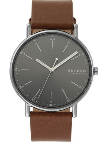 Skagen Signatur Three-Hand Brown Leather Watch - Kamal Watch Company