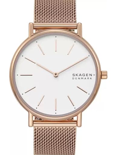 Skagen Signatur Rose-Tone Steel-Mesh Watch