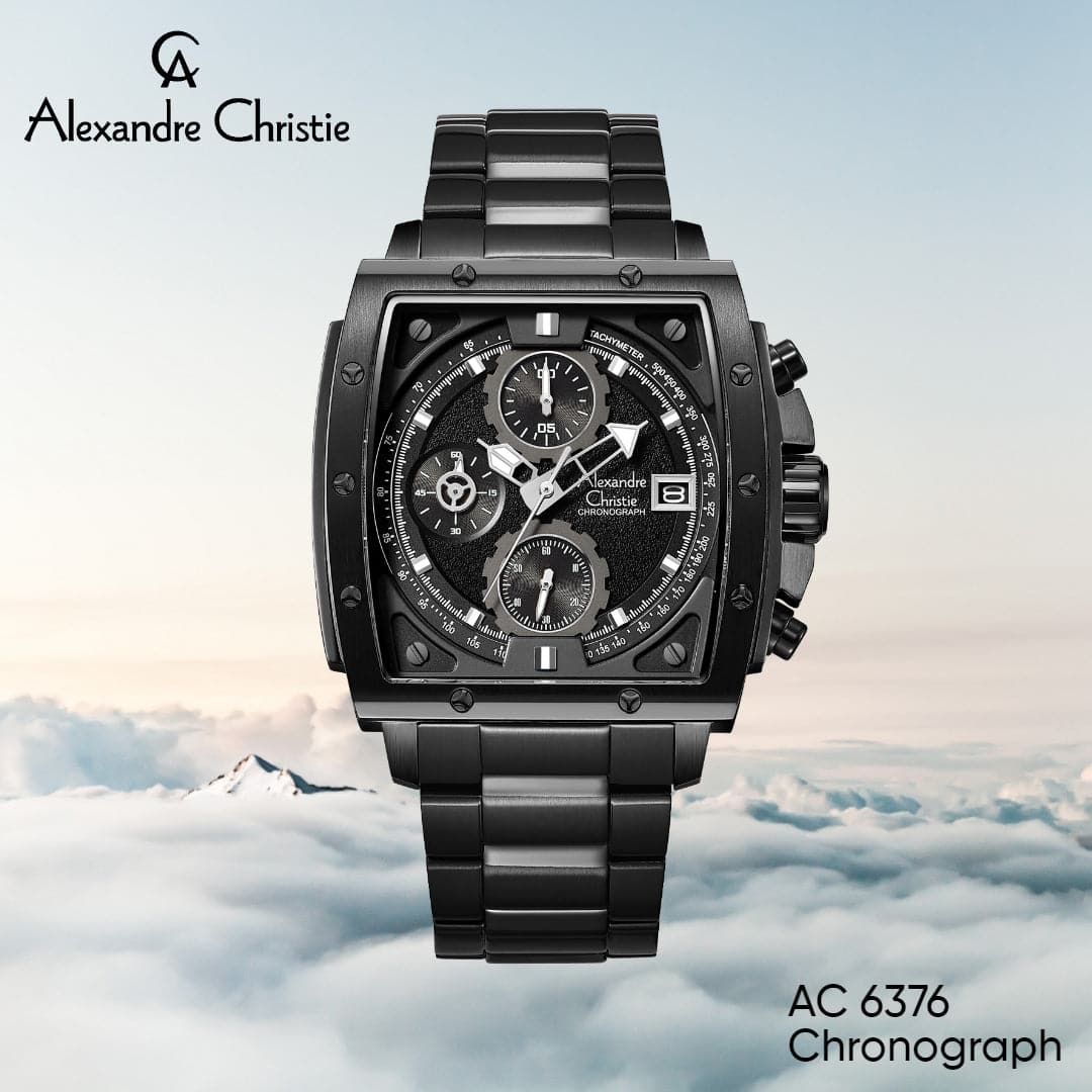 AC 6376 MCB Chronograph For Men – Stunning Black - Kamal Watch Company