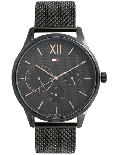 Tommy Hilfiger Multi-Function Black Dial Black Metal Strap Men's Watch NBTH1791420 - Kamal Watch Company