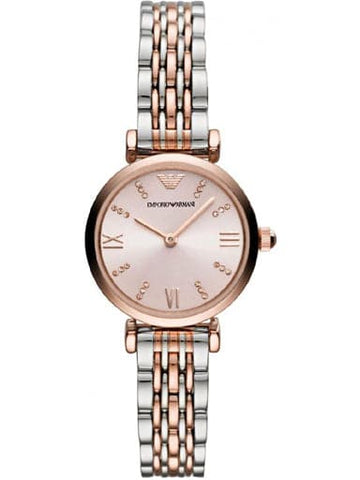 Emporio Armani Gianni T-Bar Round Analog Pink Dial Watch for Women - Kamal Watch Company