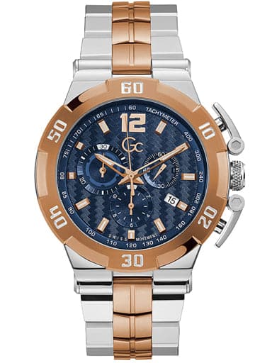 Gc Mens Sport Chic Collection Blue Dial Stainless Steel Chronograph Watch