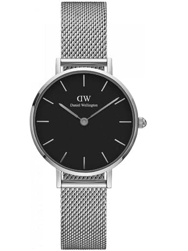 Daniel Wellington Womens Classic Petite Sterling Silver & Black Watch