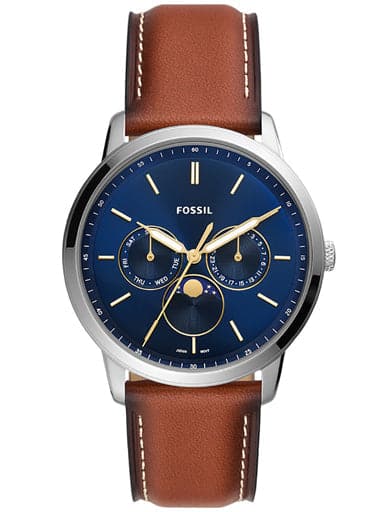 Fossil Neutra Minimalist Multifunction Brown Leather Watch Fs5903