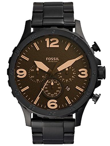 Fossil Men Nate Chronograph Black Stainless Steel Watch - Kamal Watch Company