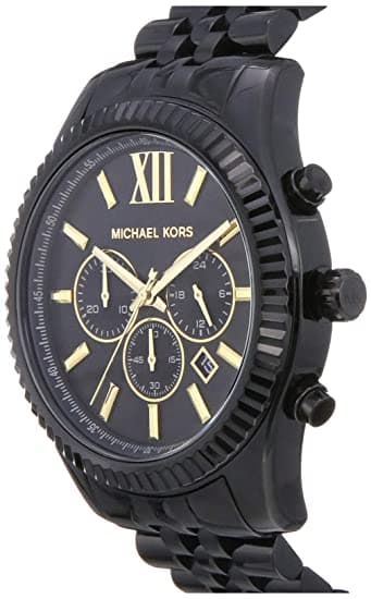 Michael Kors Mens Lexington Black Dial Stainless Steel Chronograph Watch - MK8603 - Kamal Watch Company