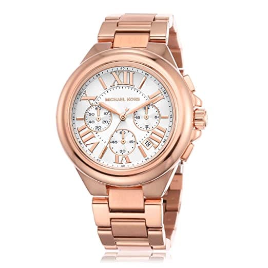 Michael Kors Womens 43 mm Camille White Dial Stainless Steel Chronograph Watch - MK7271 - Kamal Watch Company