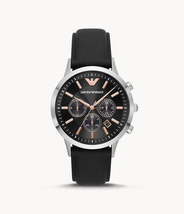 Emporio Armani Chronograph Black Leather Watch AR11431 - Kamal Watch Company