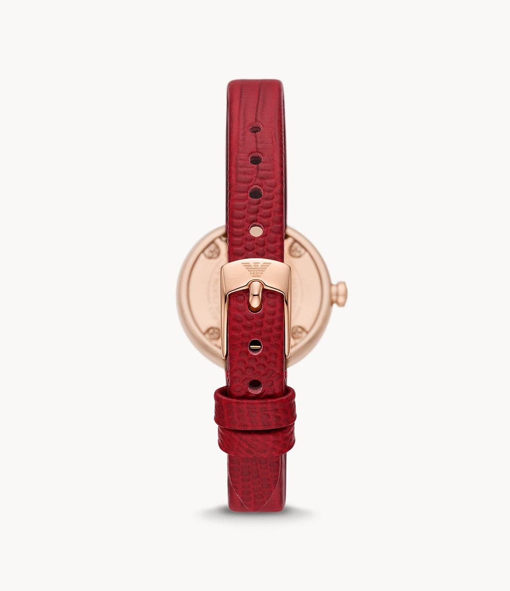 Emporio Armani Two-Hand Red Leather Watch AR11475I - Kamal Watch Company