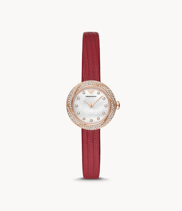 Emporio Armani Two-Hand Red Leather Watch AR11475I - Kamal Watch Company