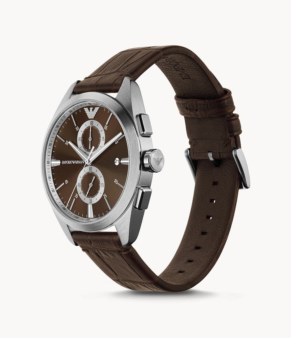 Emporio Armani Chronograph Brown Leather Watch AR11482 - Kamal Watch Company