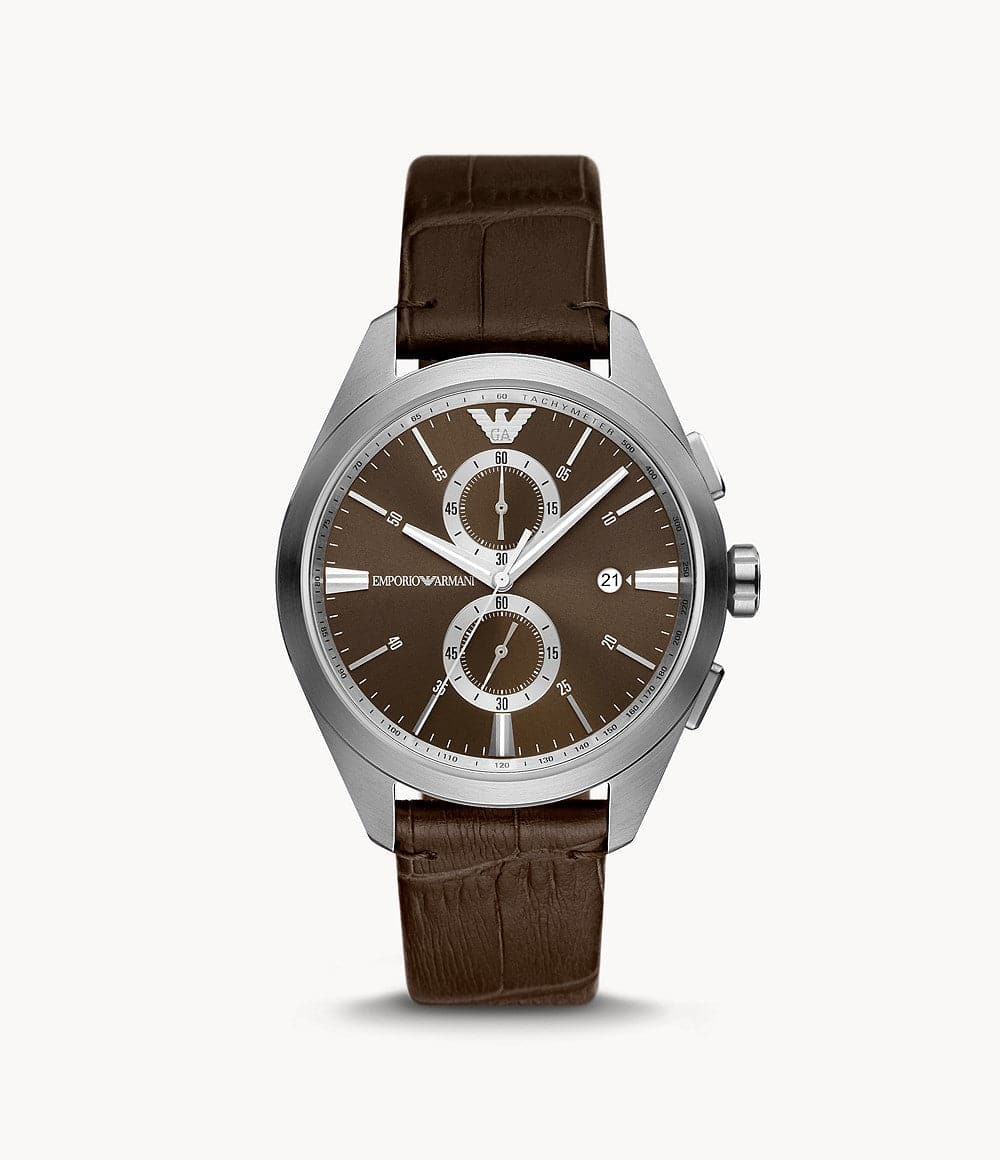 Emporio Armani Chronograph Brown Leather Watch AR11482