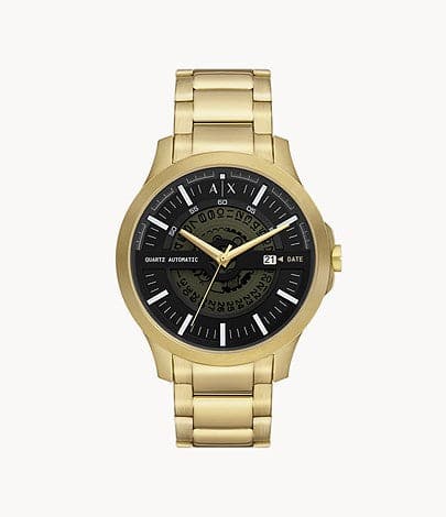 Armani Exchange Automatic Quartz Three-Hand Date Gold-Tone Stainless Steel Watch AX2443I - Kamal Watch Company