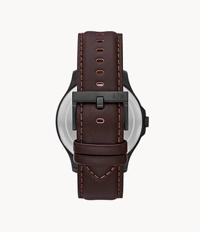 Date A Leather Watch Three-Hand Brown Armani Quartz Automatic Exchange