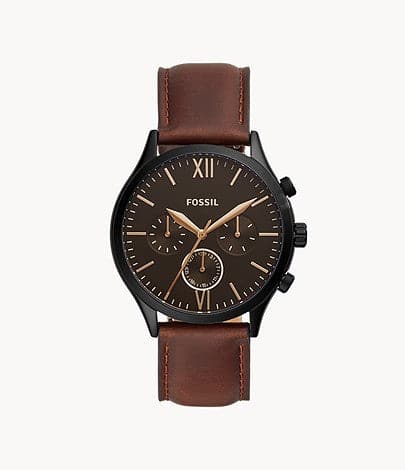 FOSSIL Fenmore Midsize Multifunction Brown Leather Watch BQ2453I