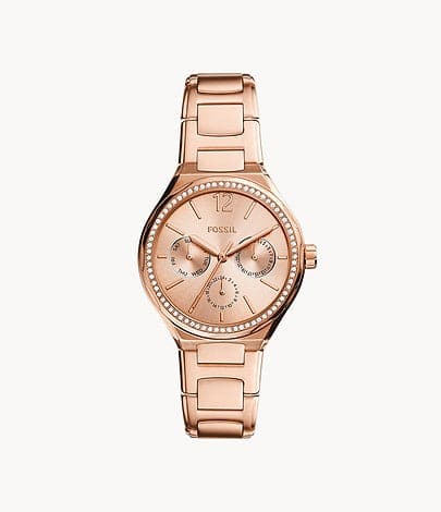 FOSSIL Eevie Multifunction Rose Gold Stainless Steel Watch BQ3721I