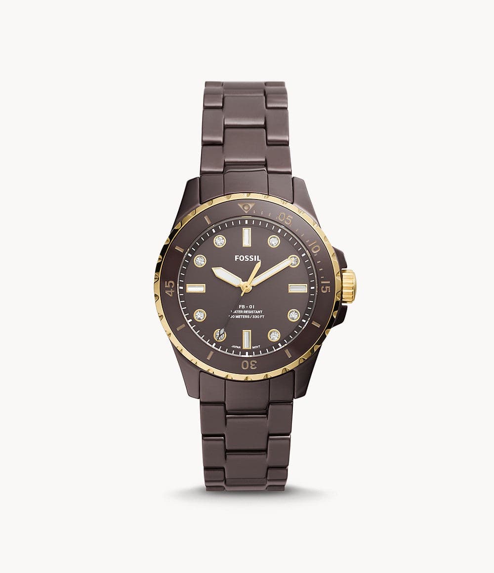 FOSSIL FB-01 Three-Hand Brown Ceramic Watch