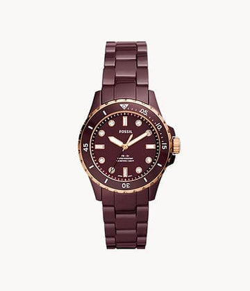 FOSSIL FB-01 Three-Hand Burgundy Ceramic Watch CE1123I - Kamal Watch Company