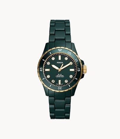 FOSSIL FB-01 Three-Hand Green Ceramic Watch CE1124I - Kamal Watch Company