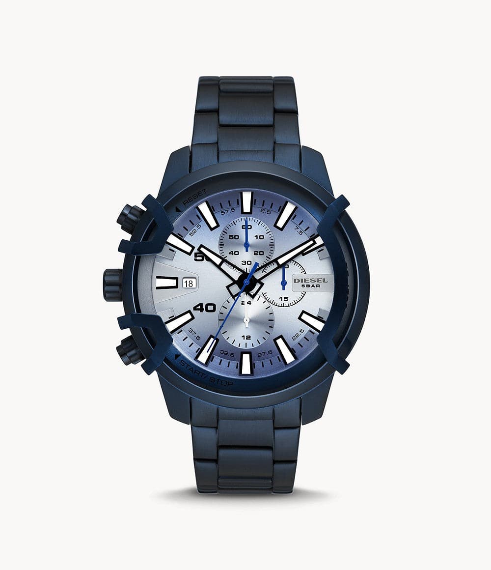 Diesel Griffed Chronograph Blue-Tone Stainless Steel Watch DZ4596I